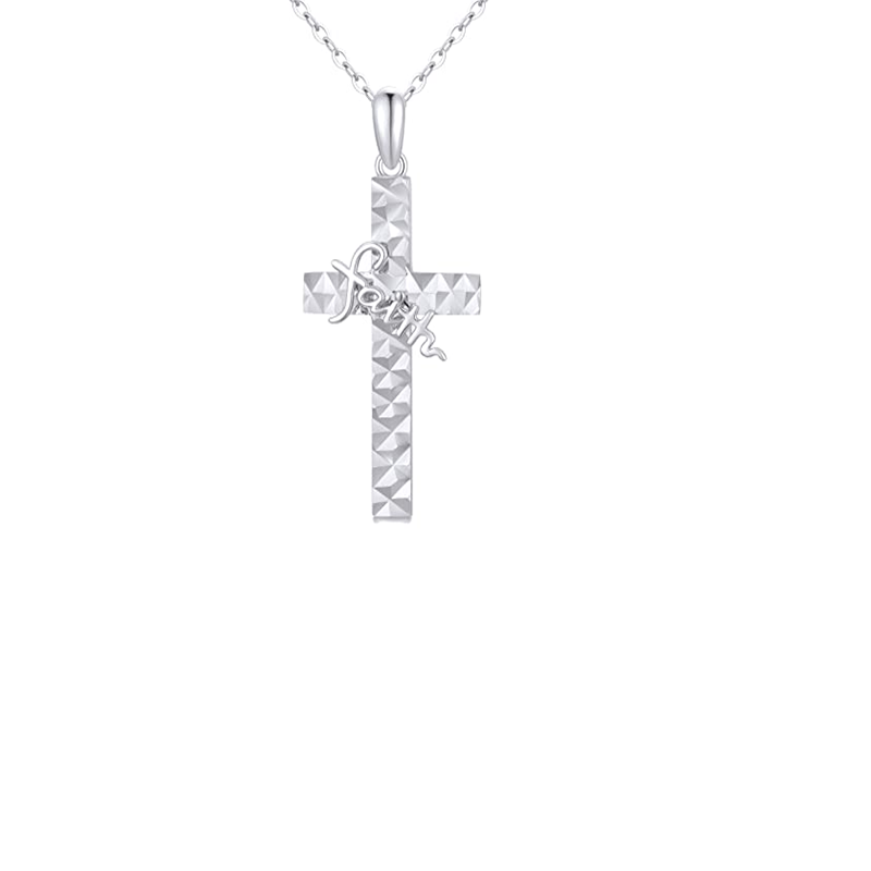 10K White Gold Ankh Metal Choker Necklace-1