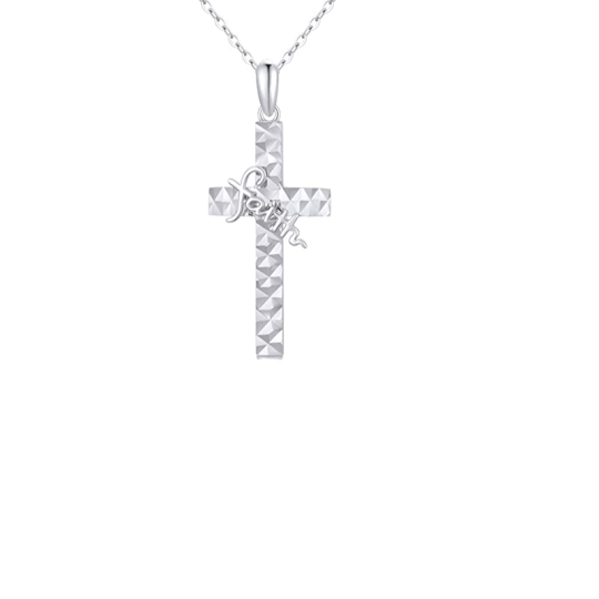 10K White Gold Ankh Metal Choker Necklace