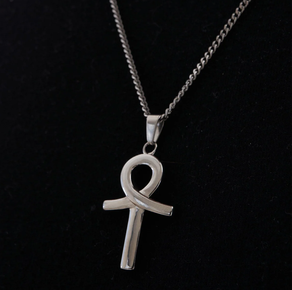 Dijes colgantes Ankh de oro blanco de 14 quilates-3