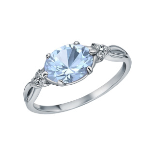 10K White Gold Aquamarine & Moissanite Engagement Ring-1