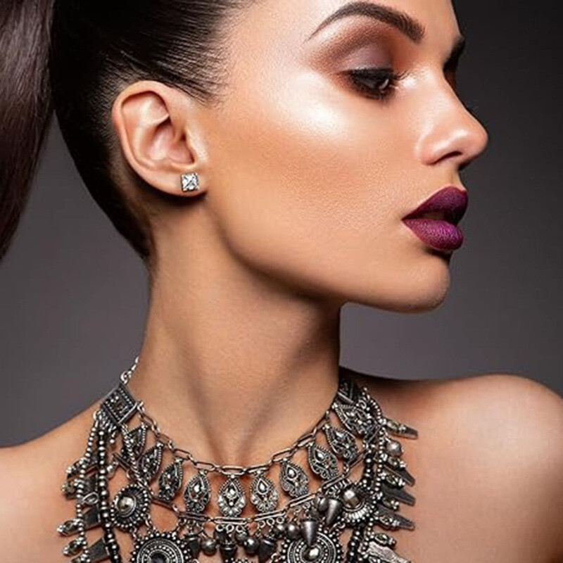 18K Weißgold-Asscher-Schliff-Moissanit-Ohrstecker-3