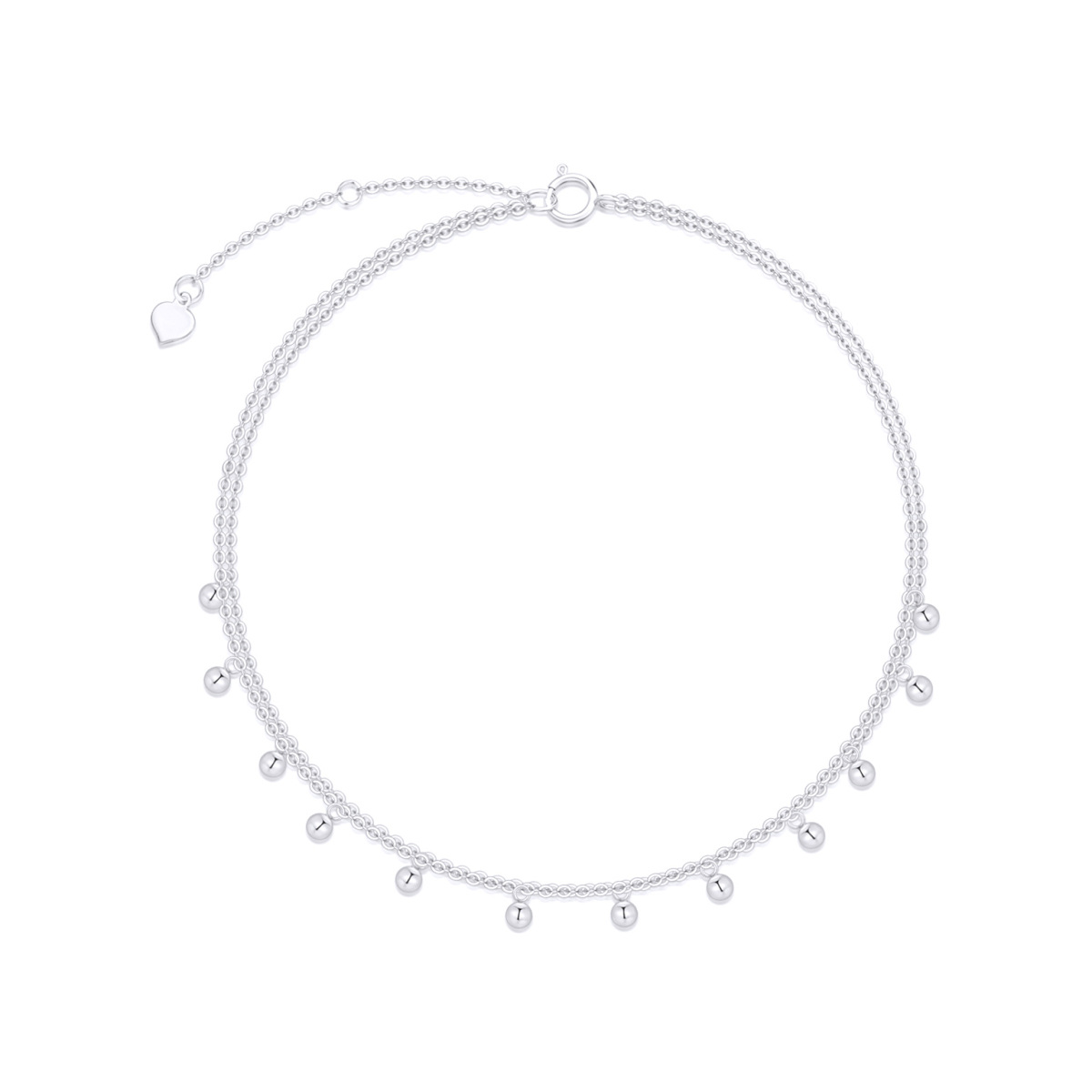 14K White Gold Bead Multi-layered Anklet-1