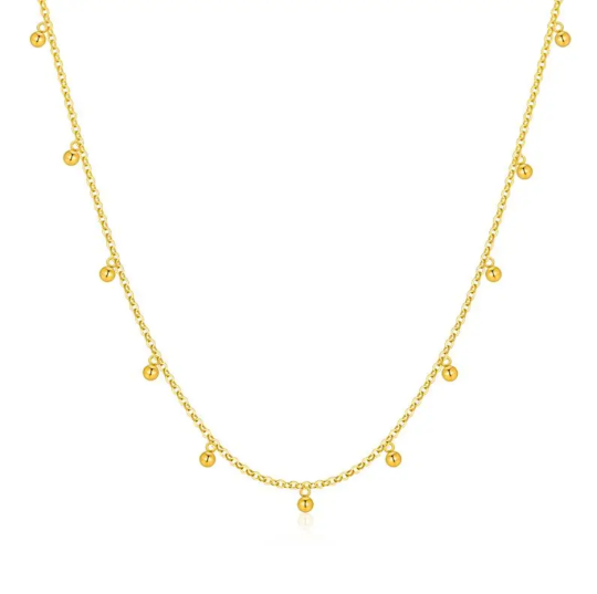 14K White Gold Bead Pendant Necklace