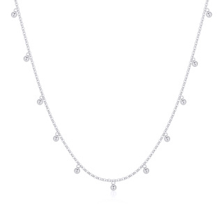 14K White Gold Bead Pendant Necklace-4