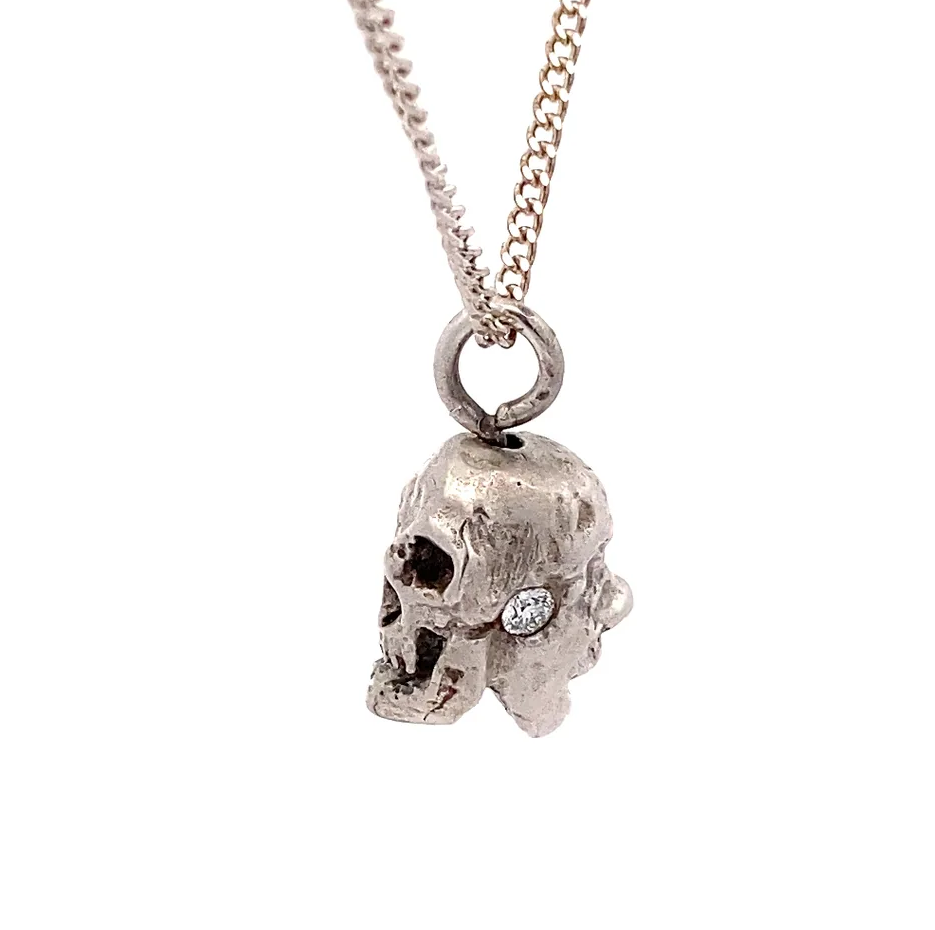 Pendente em prata de lei com diamantes pretos e brancos e vida após a morte-4