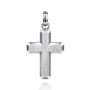 Sterling Silver Brushed Cross Pendant Charms-4