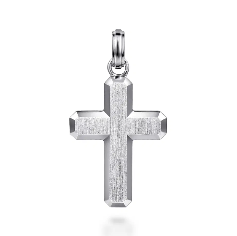 Sterling Silver Brushed Cross Pendant Charms-5