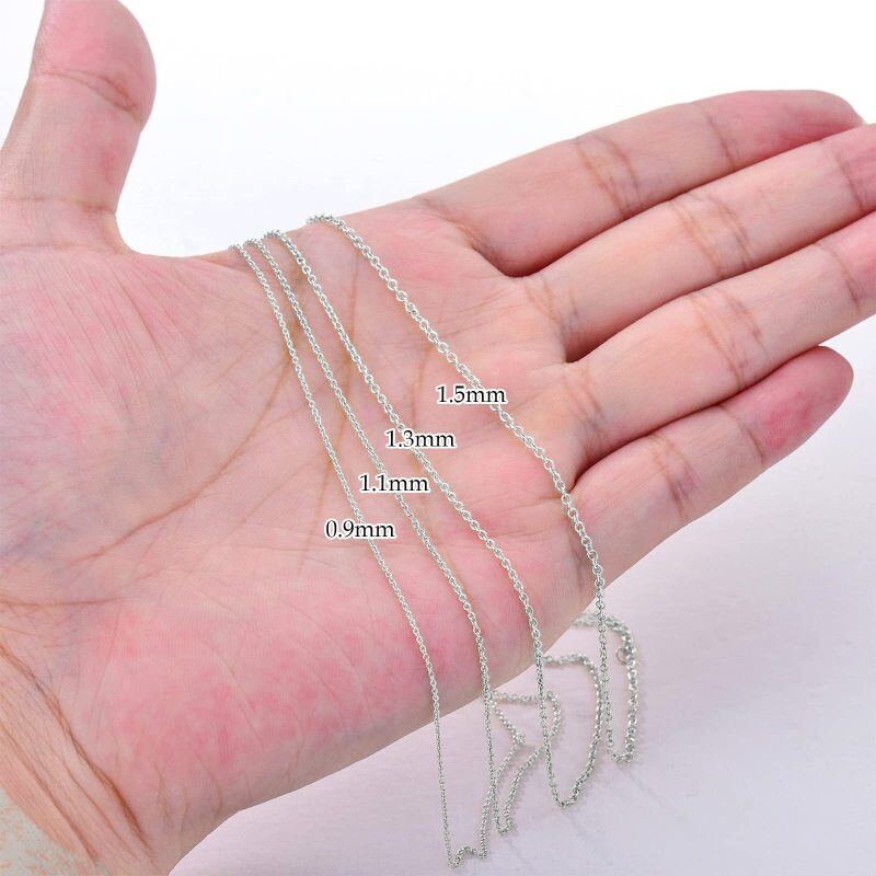 Colar de corrente de cabo em ouro branco 14K-2