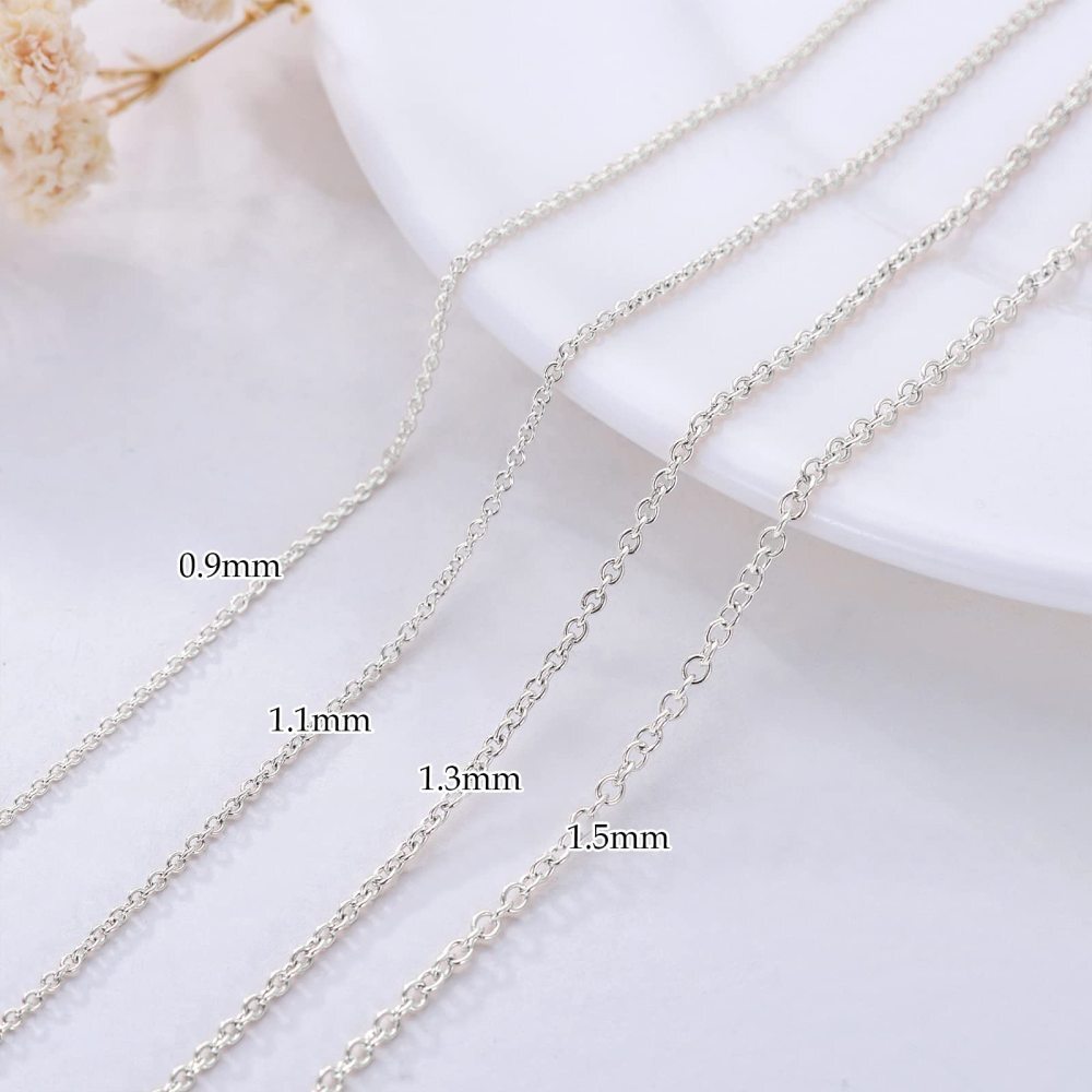 10K White Gold Cable Chain Necklace-3