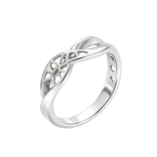 Anillo de infinito en oro blanco de 14 quilates con nudo celta y símbolo del infinito