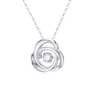 14K White Gold Cubic Zirconia Celtic Knot Pendant Necklace-51