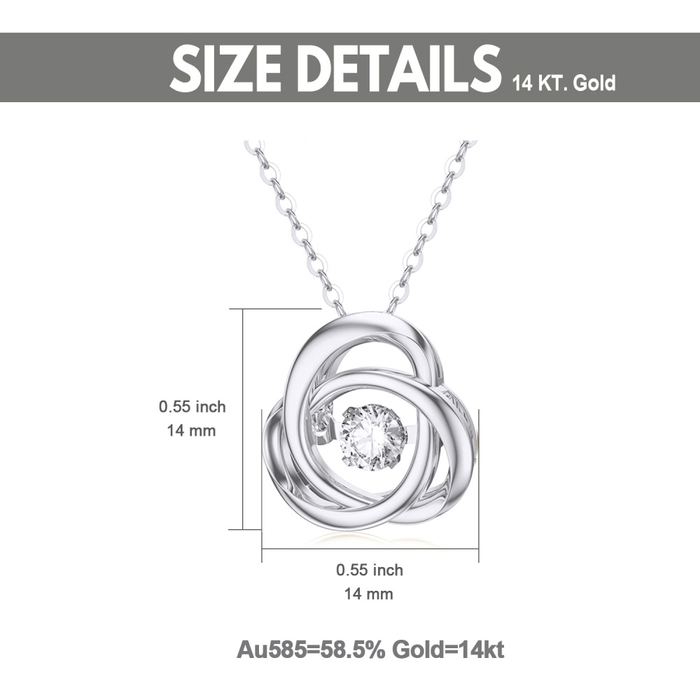 10K White Gold Cubic Zirconia Celtic Knot Pendant Necklace-6