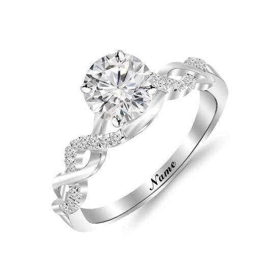 Bague de mariage classique personnalisée en or blanc 14 carats avec moissanite circulaire-1