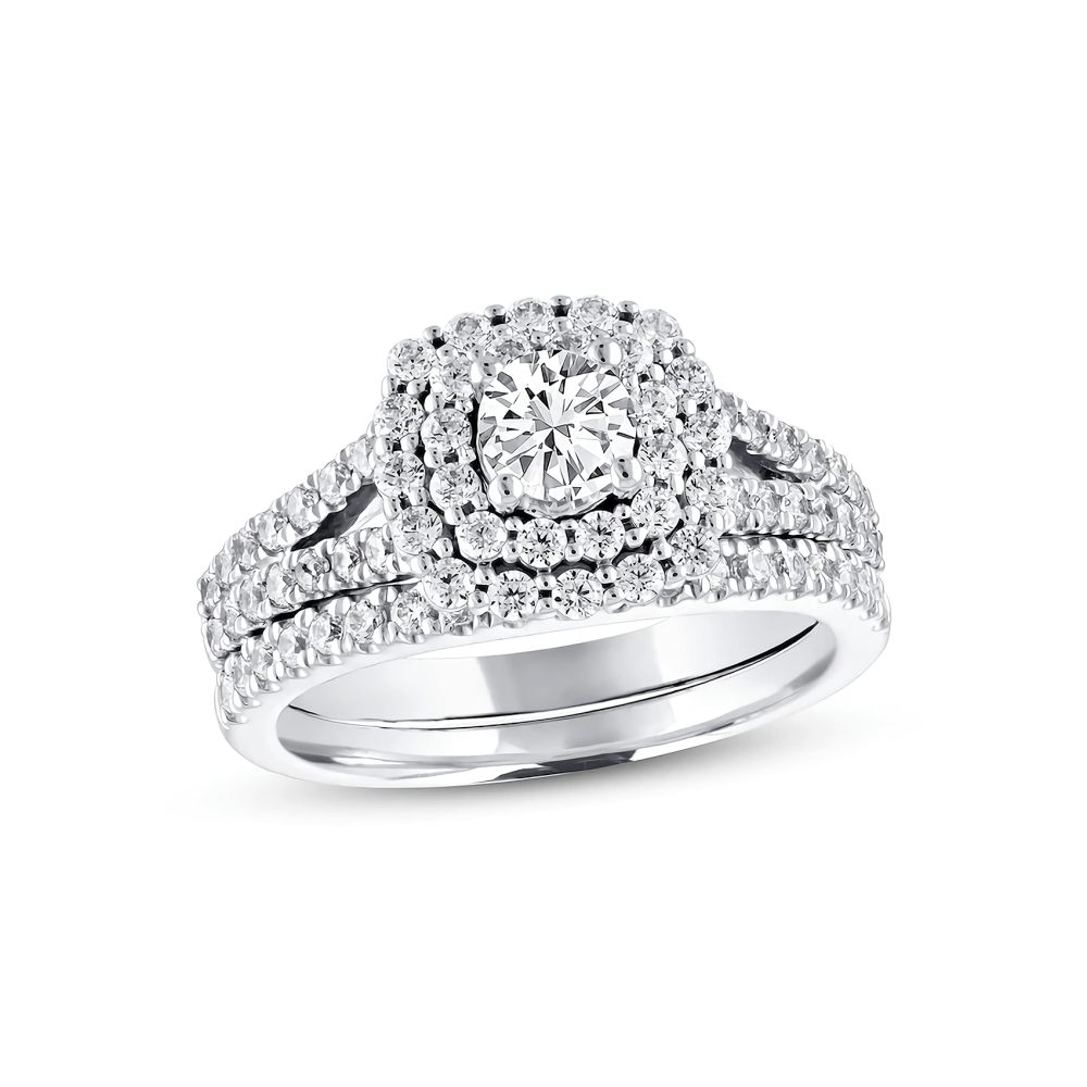 10K White Gold Round Moissanite Wedding Ring-1