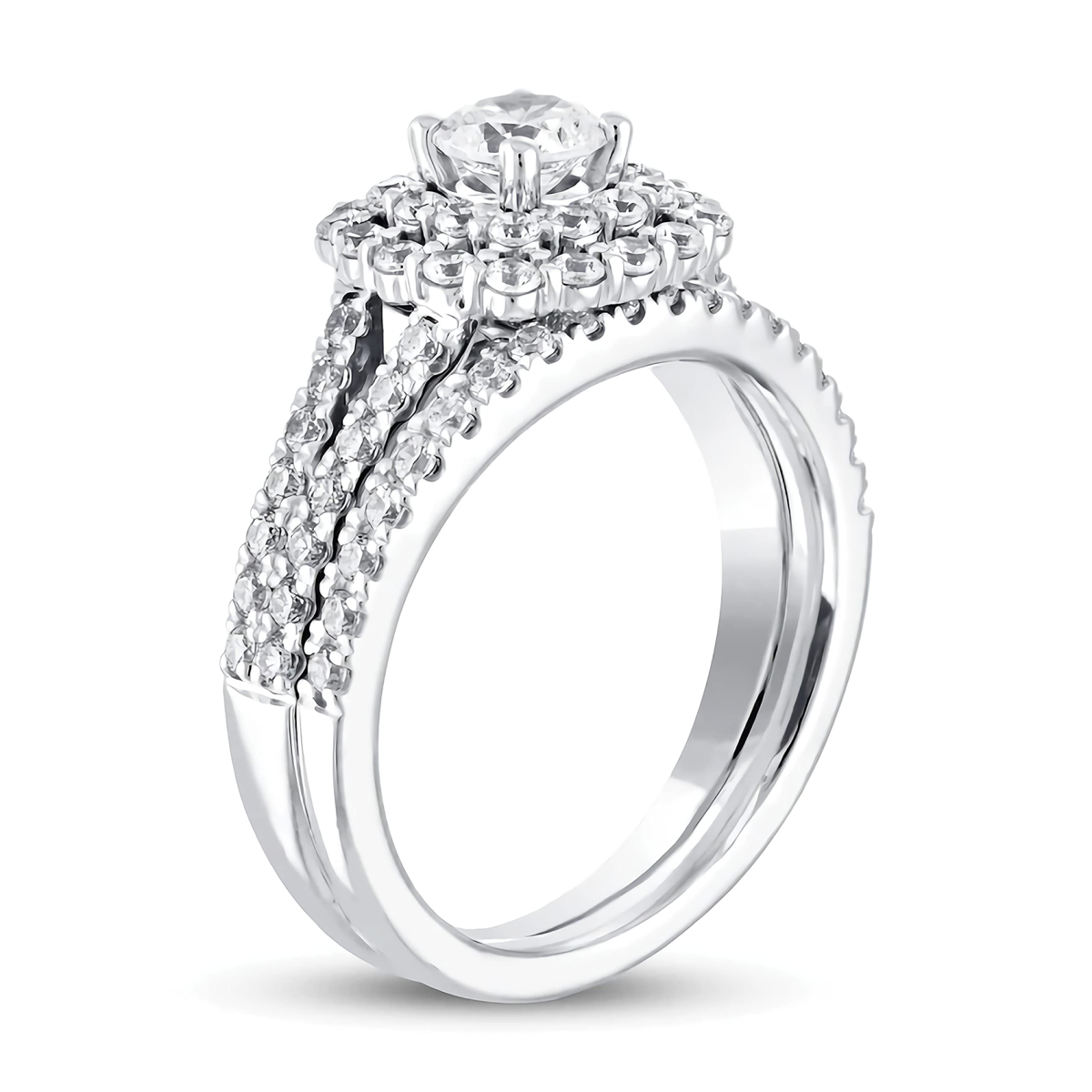 Alliance de mariage circulaire en or blanc 14 carats avec moissanite-2