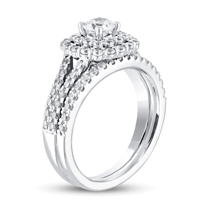10K White Gold Round Moissanite Wedding Ring-2