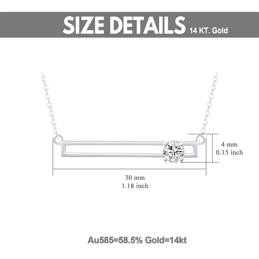 10K White Gold Circular Shaped Cubic Zirconia Bar Necklace-5