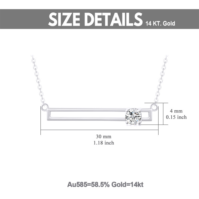 14K witgouden cirkelvormige cubic zirkonia staafketting-5