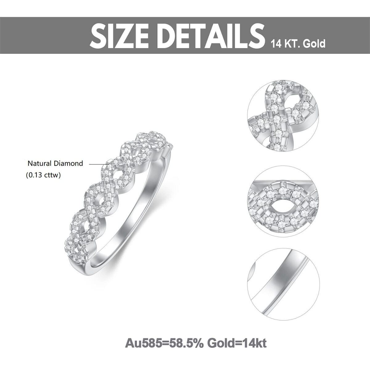 10K White Gold Circular Shaped Diamond Custom Couple & Infinity Symbol Ring 3EX IGI Certified-5