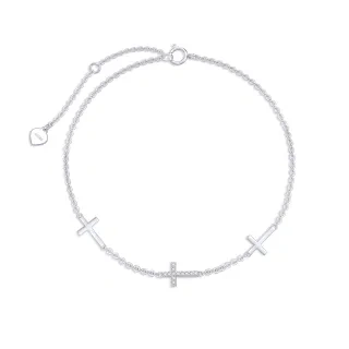 14K White Gold Circular Shaped Diamond Cross Single Layer Anklet-27