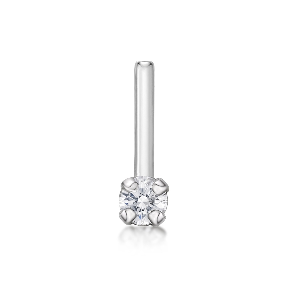 Anel de nariz com diamante em formato circular em ouro branco 10K-1