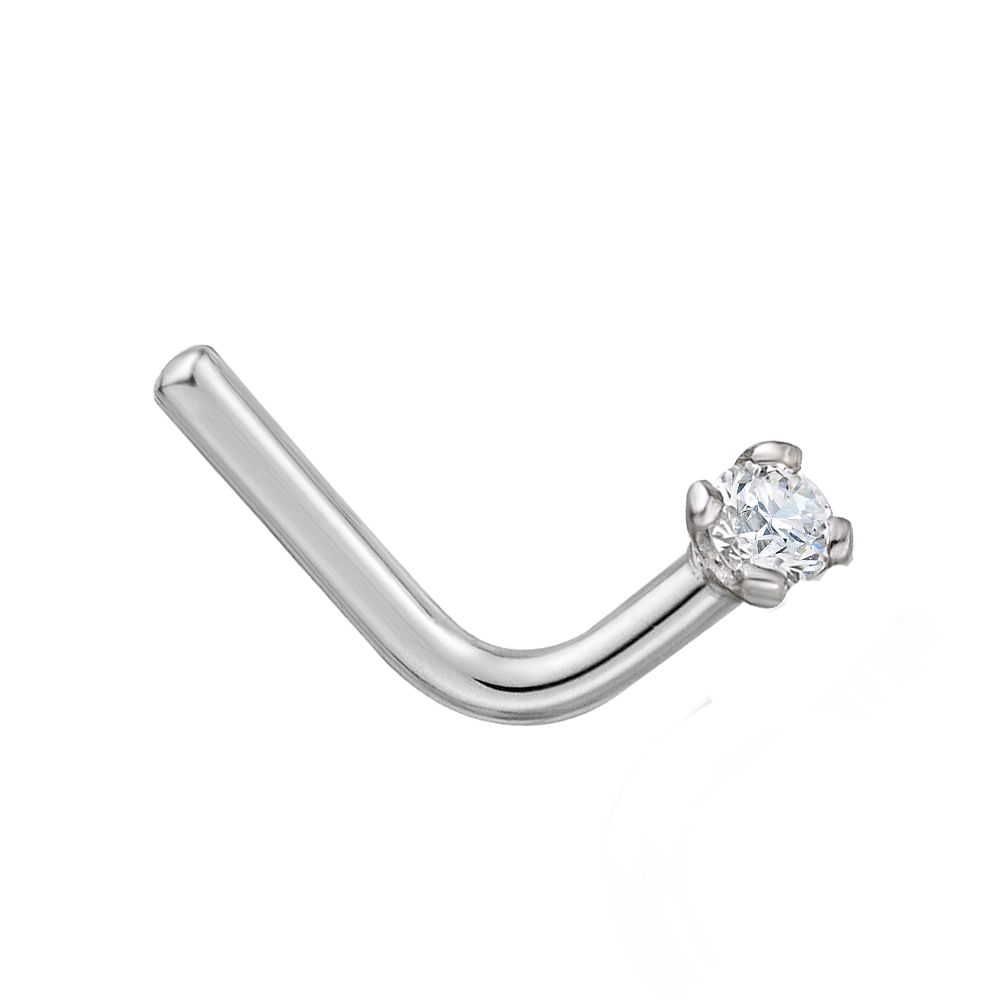 14K White Gold Circular Shaped Diamond Nose Ring-3