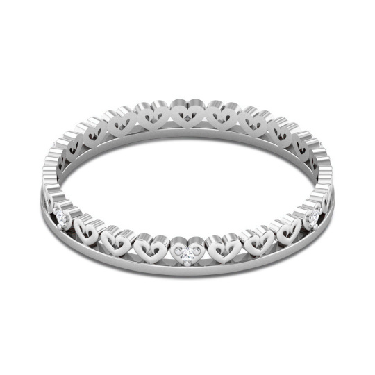 Sterling zilveren cirkelvormige Lab gemaakt Diamond Heart verlovingsring