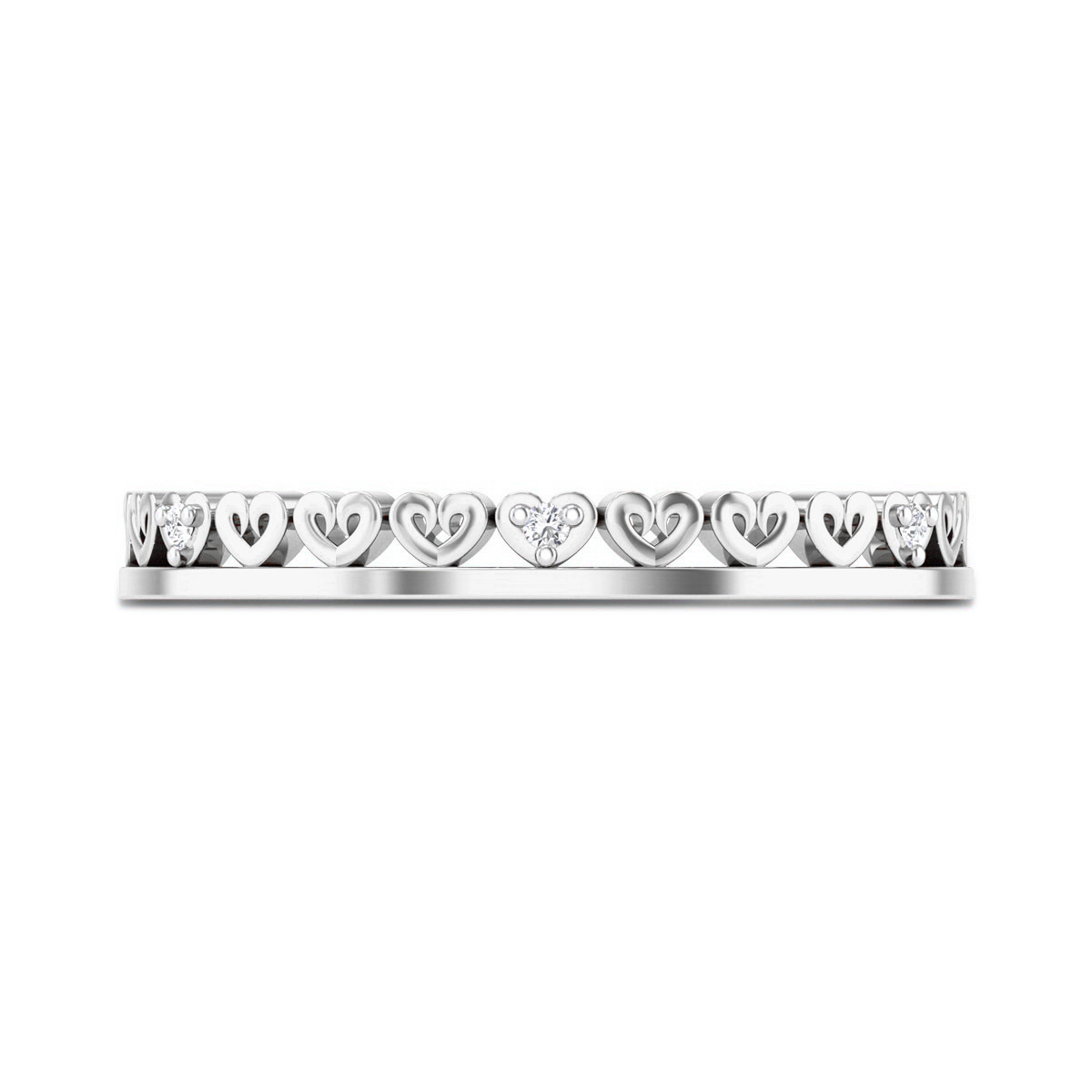 Bague de fiançailles en forme de cœur en diamant créé en laboratoire en or blanc 14 carats-4