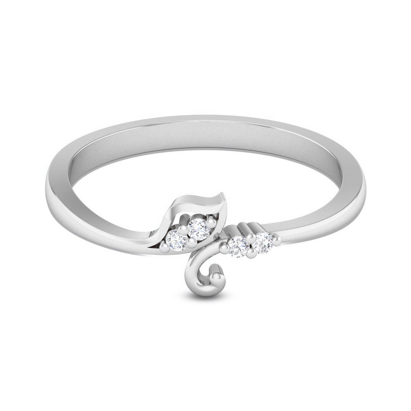 Bague de fiançailles en forme de feuilles de diamant créées en laboratoire en or blanc 14 carats-1