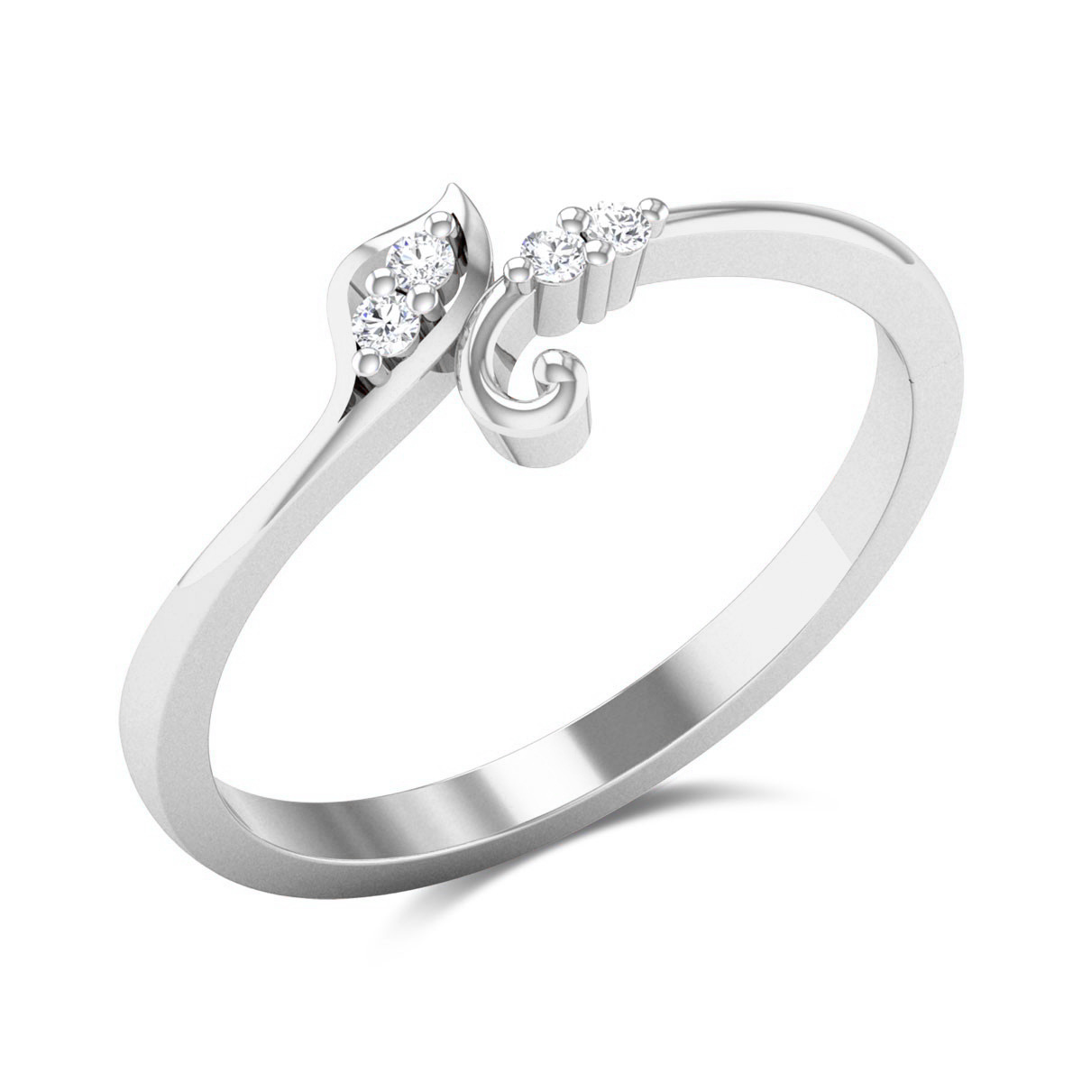 Bague de fiançailles en forme de feuilles de diamant créées en laboratoire en or blanc 14 carats-3