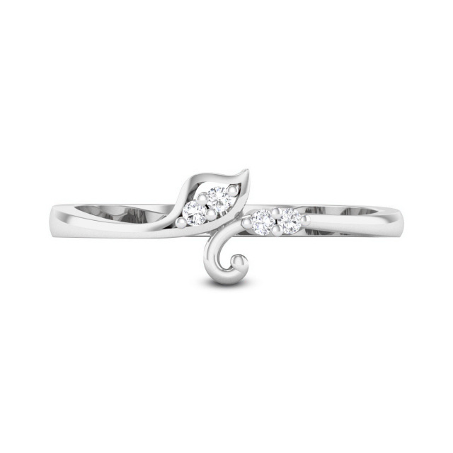 Bague de fiançailles en forme de feuilles de diamant créées en laboratoire en or blanc 14 carats-4