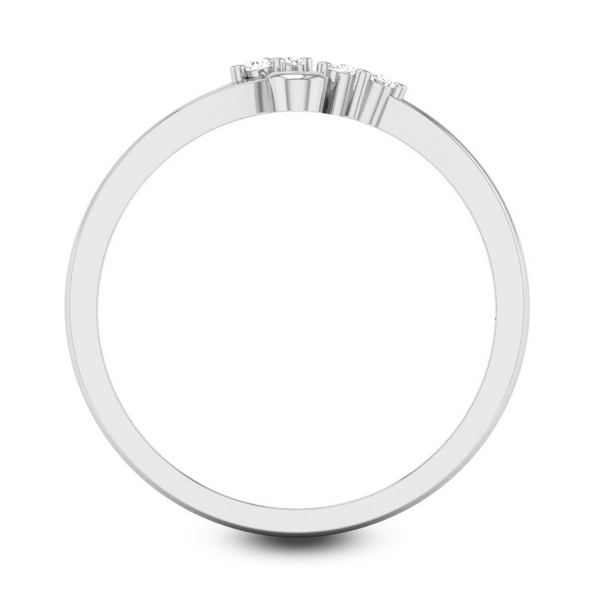 Bague de fiançailles en forme de feuilles de diamant créées en laboratoire en argent sterling de forme circulaire-5