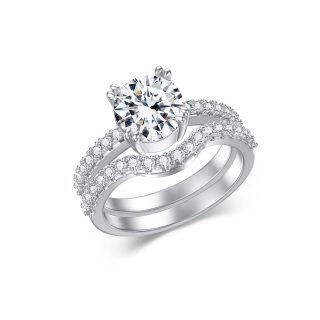 10K White Gold Circular Shaped Lab Created Diamond & Moissanite Custom Couple Ring 3EX IGI Certified-37