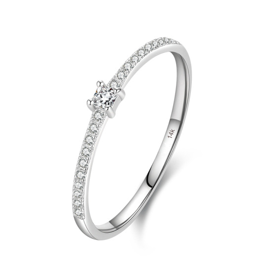 Bague de mariage en diamant créé en laboratoire de forme circulaire en or blanc 14 carats-1