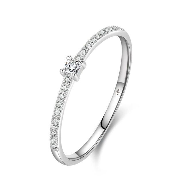 Bague de mariage en diamant créé en laboratoire de forme circulaire en or blanc 14 carats-3