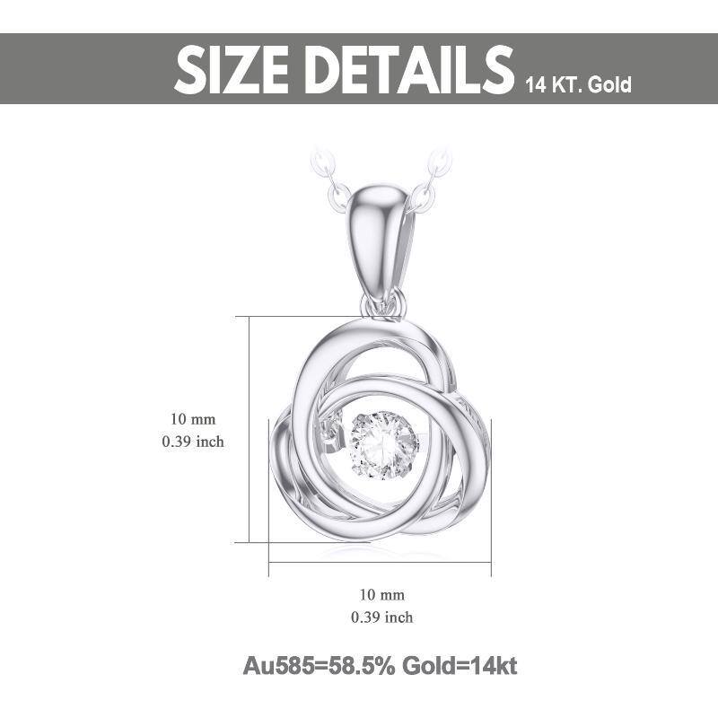 Colar com pendente circular de nó celta em moissanita e ouro branco 10K-6