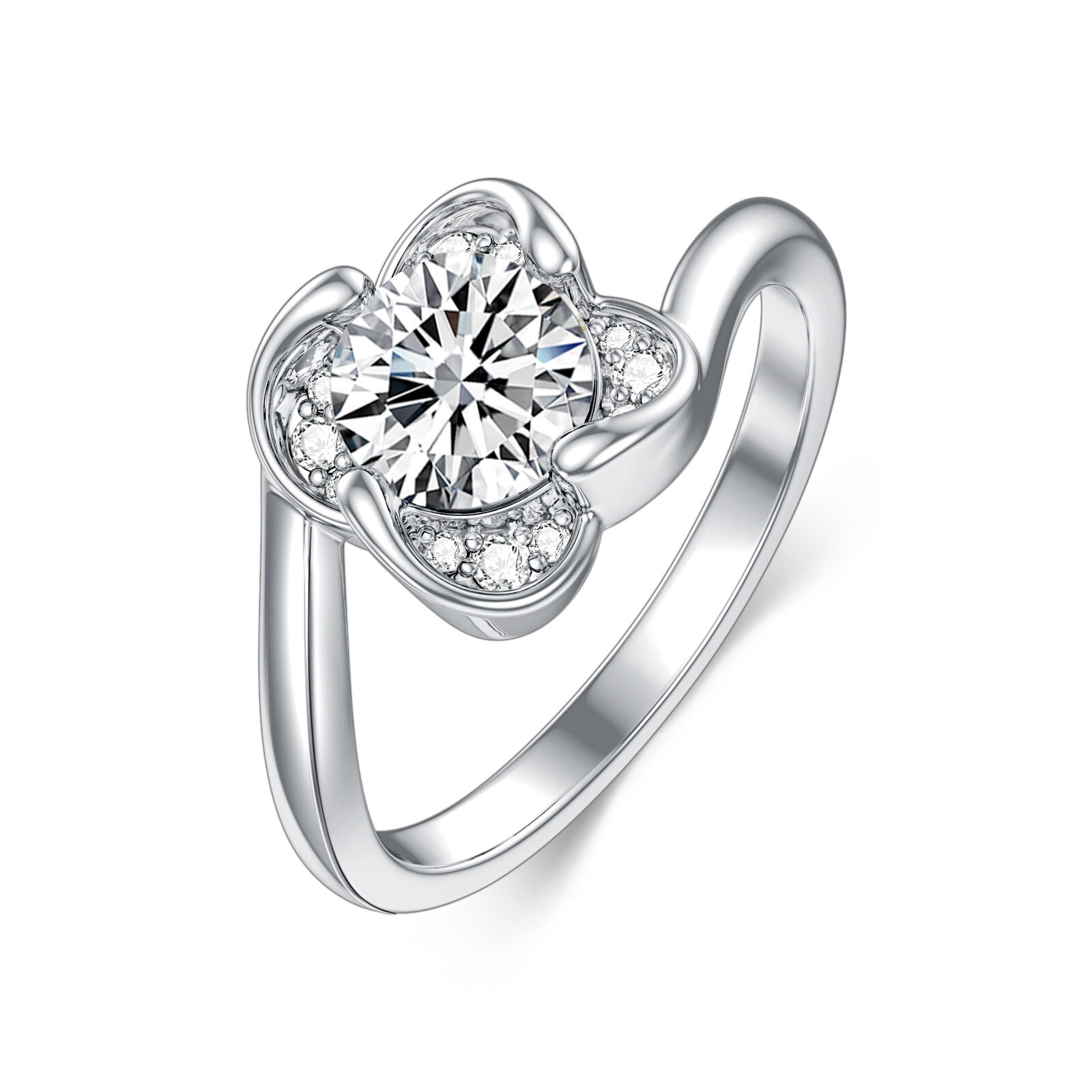 14K White Gold Roun… - image