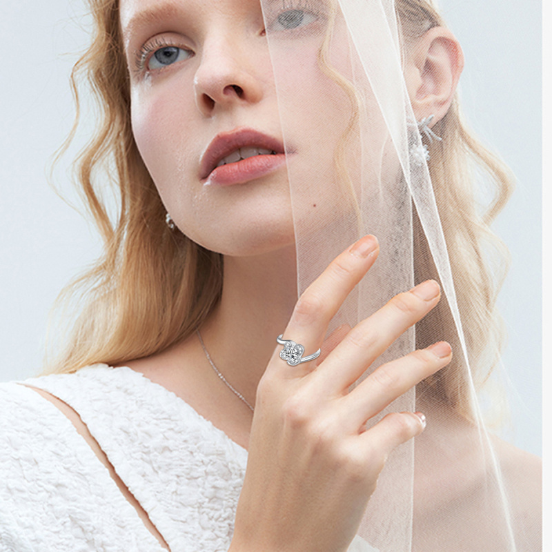 Bague de fiançailles en or blanc 14 carats avec moissanite ronde-2