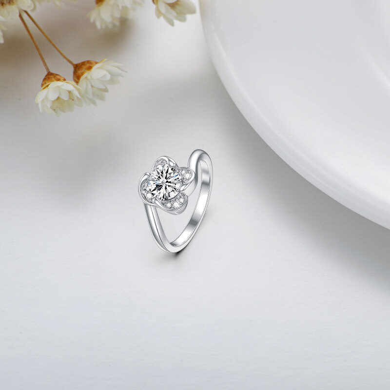 Bague de fiançailles en or blanc 14 carats avec moissanite ronde-4