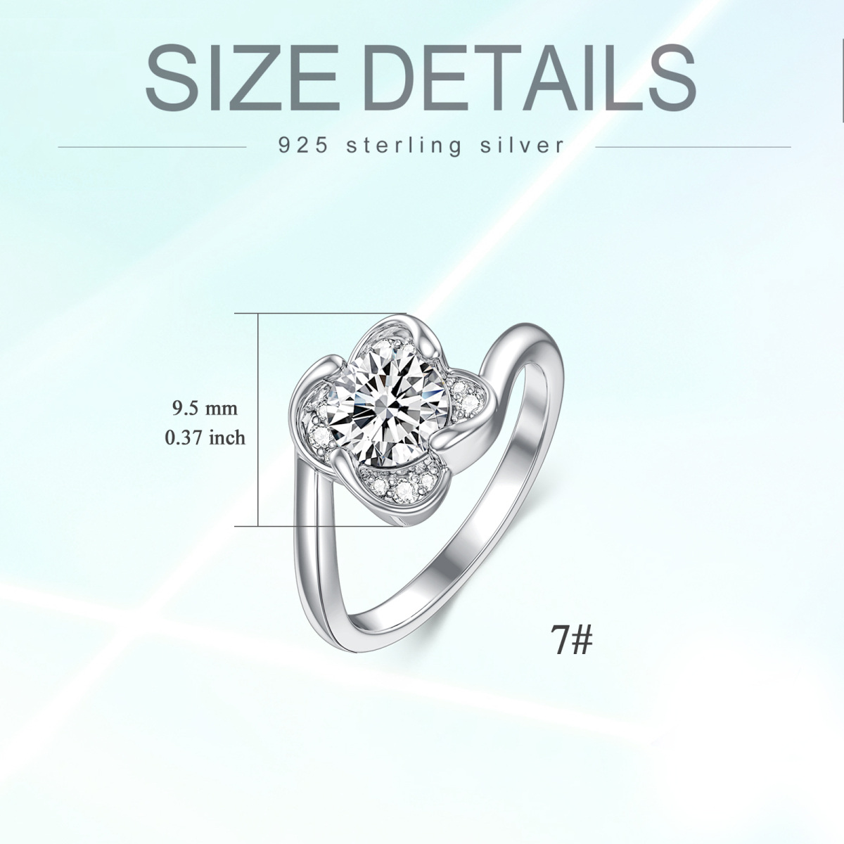 Bague de fiançailles moissanite de forme circulaire en or blanc 14 carats-5