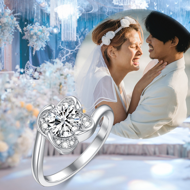 Bague de fiançailles en or blanc 14 carats avec moissanite ronde-6