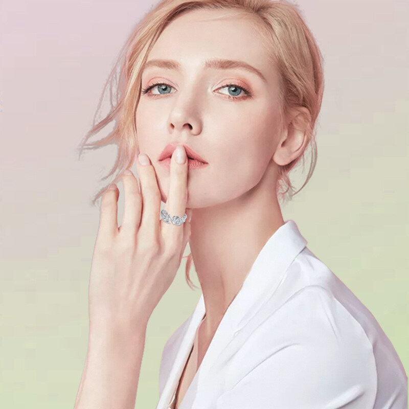 10K witgouden ronde moissaniet moeder trouwring-2