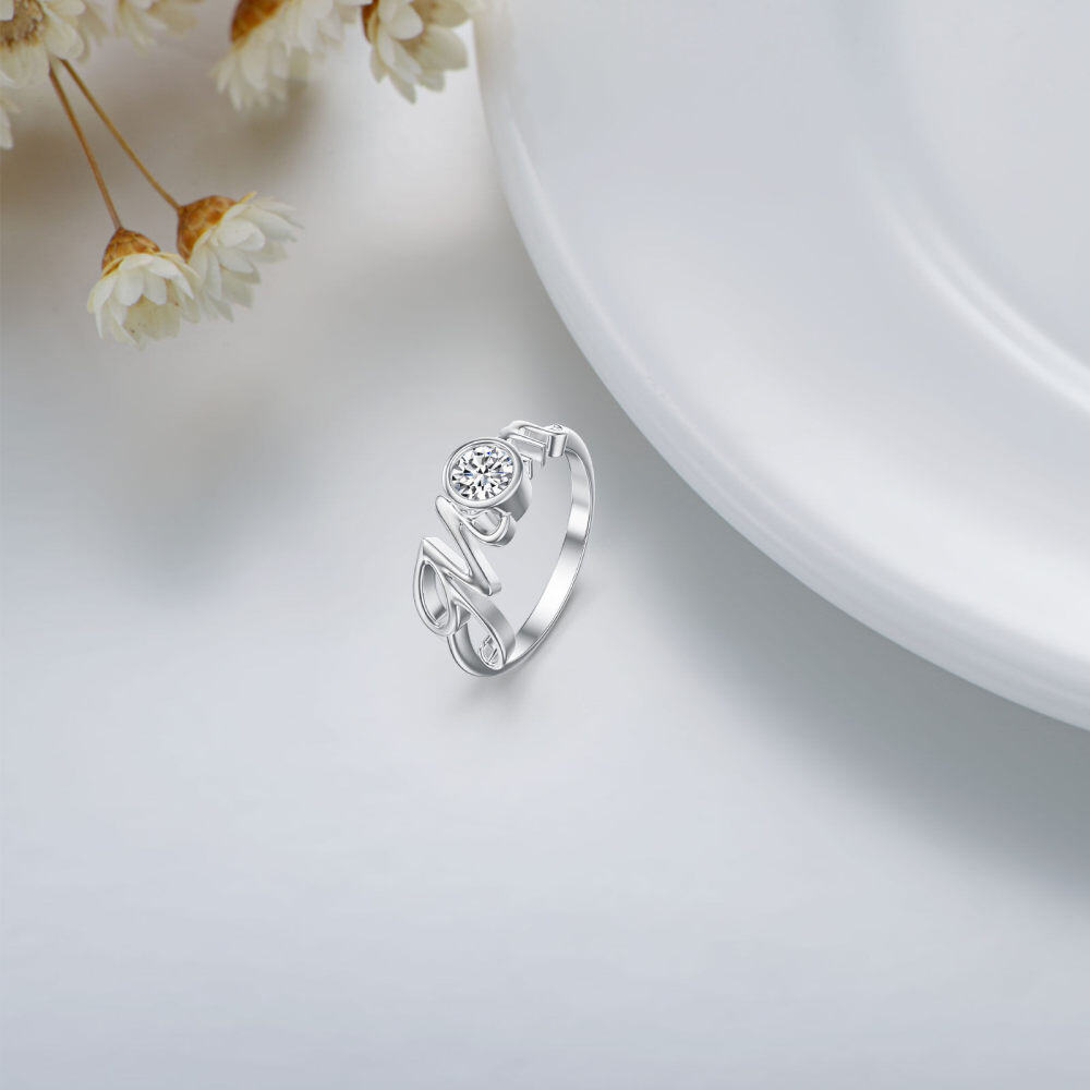 10K witgouden cirkelvormige Moissanite moedertrouwring-4
