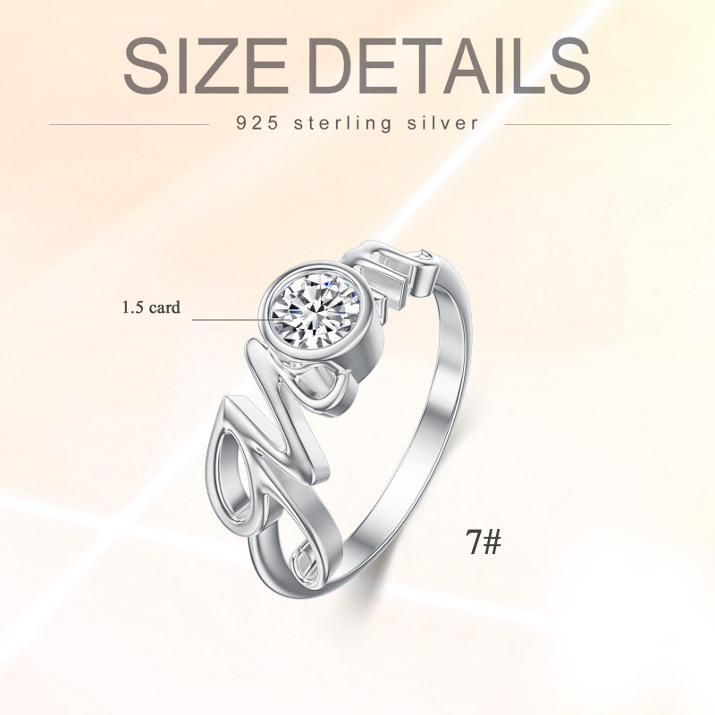 10K witgouden ronde moissaniet moeder trouwring-5