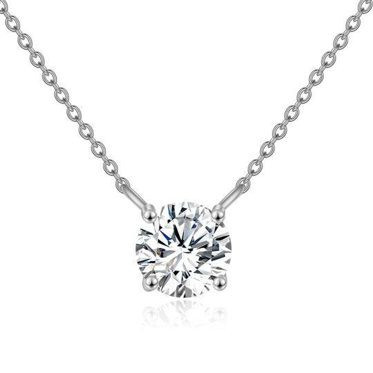 14K White Gold Circular Shaped Moissanite Pendant Necklace