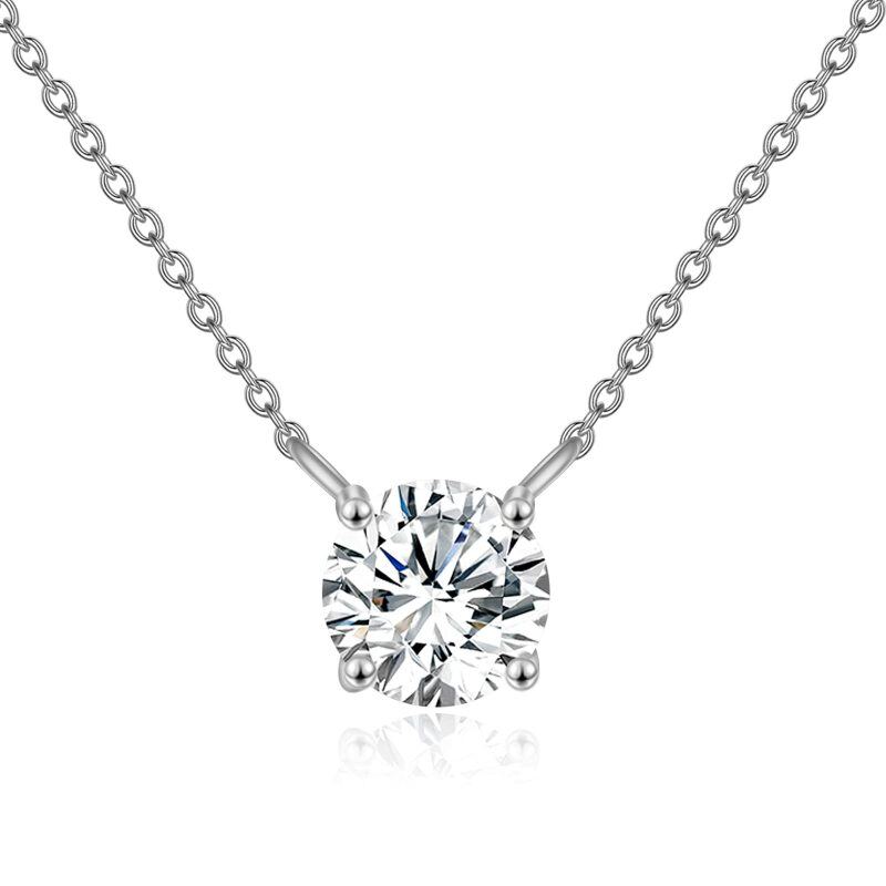 10K White Gold Circular Shaped Moissanite Pendant Necklace-19