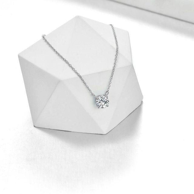 Collier pendentif moissanite de forme circulaire en or blanc 14 carats-4