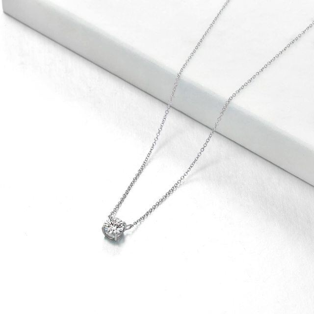 Collier pendentif moissanite de forme circulaire en or blanc 14 carats-6