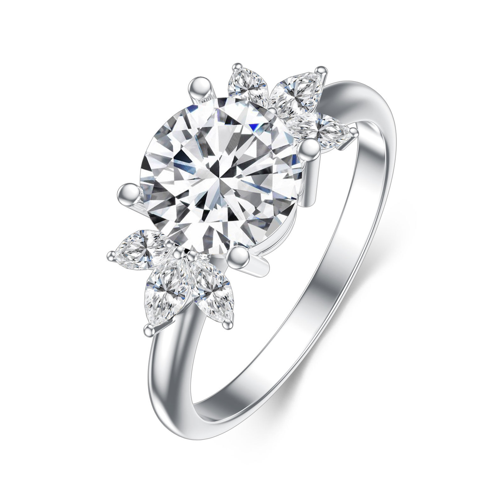 14K White Gold Roun… - image