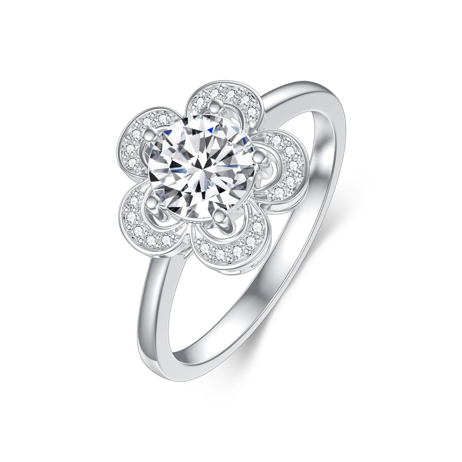 14K White Gold Roun… - image